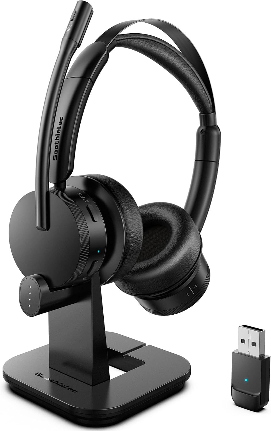 Wireless Headset with Mic for Work(Upgrade Volume Knob & Charging Indicator), Bluetooth Headset with Microphone for PC
