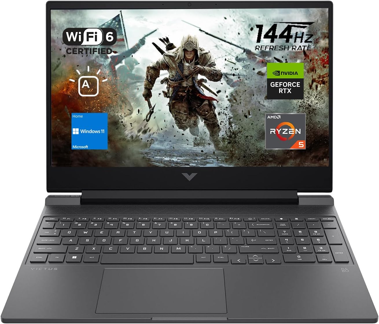 HP Victus 15 Gaming Laptop, 15.6" FHD 144Hz Display, AMD Ryzen 5 7535HS, 16GB DDR5 RAM
