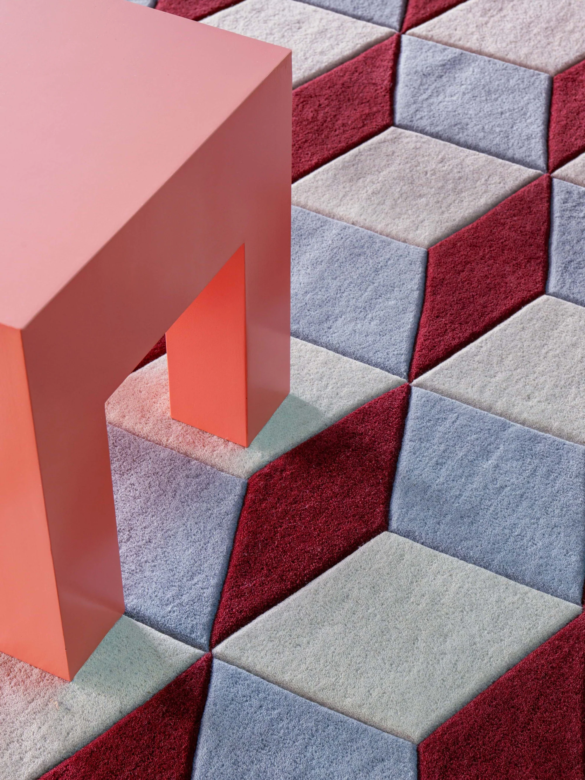 Wool Rug with Low Pile Mulberry Sky