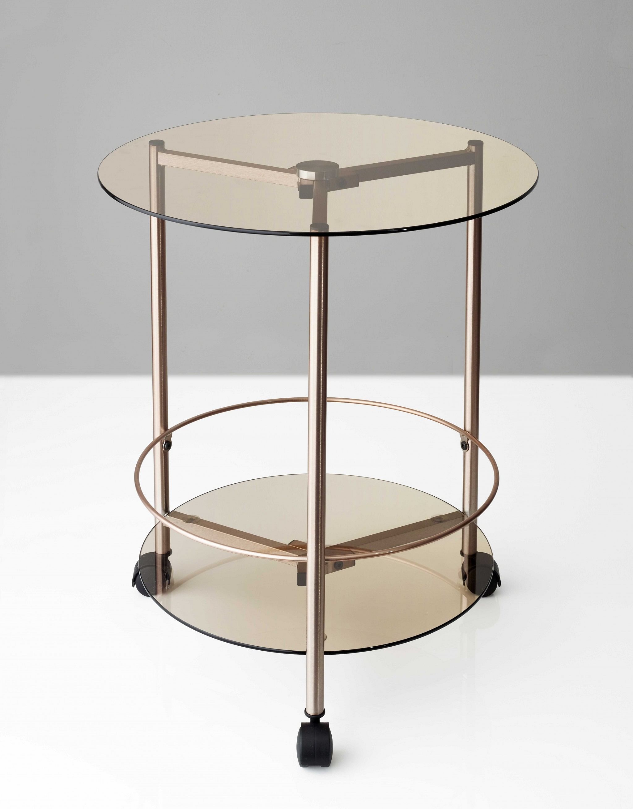 24″ X 23.5″ Copper 3 Wheels on Base Rolling End Table